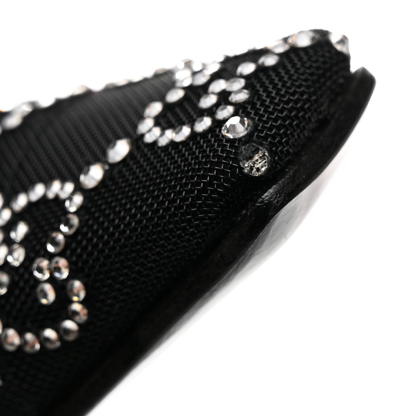 Suede Mesh Crystal GG Monogram Slingback Ballet Flats 39 Black