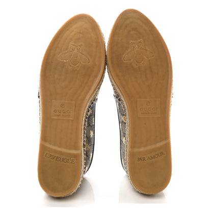 Gucci GG Supreme Monogram Bees Espadrille Flats 40 Beige Ebony Oro Black 5 of 10