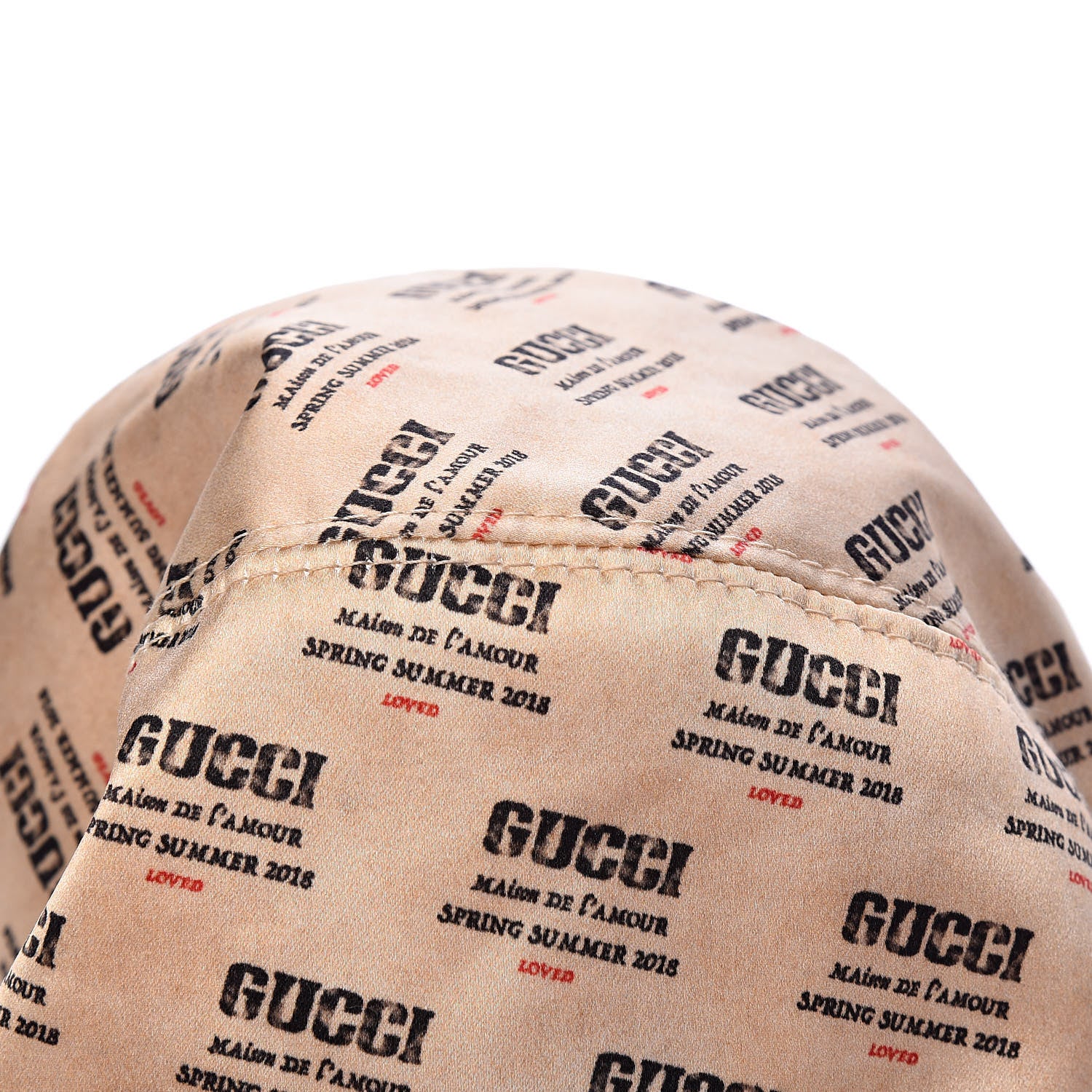 Gucci Silk Satin Stamp Print Hat S 7 of 10