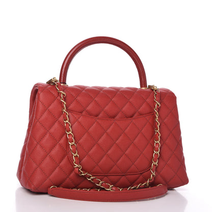 Chanel Caviar Quilted Small Coco Handle Flap Red 3 of 11