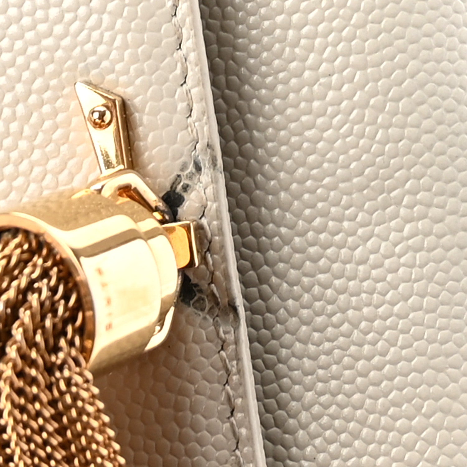 Saint Laurent Grain De Poudre Calfskin Medium Classic Monogram Kate Tassel Satchel Crema Soft 13 of 13