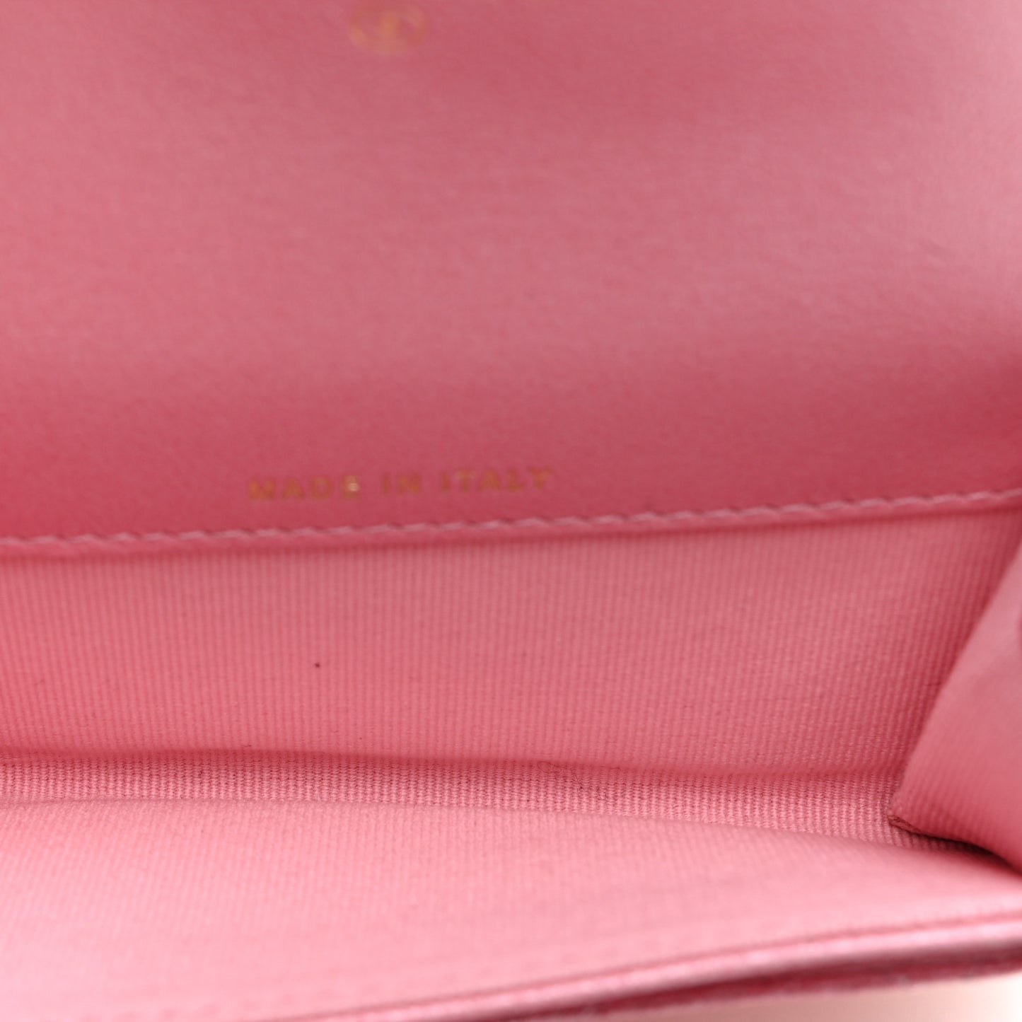 Cloudy Pearly Goatskin Quilted Flap Card Holder Wallet Pink