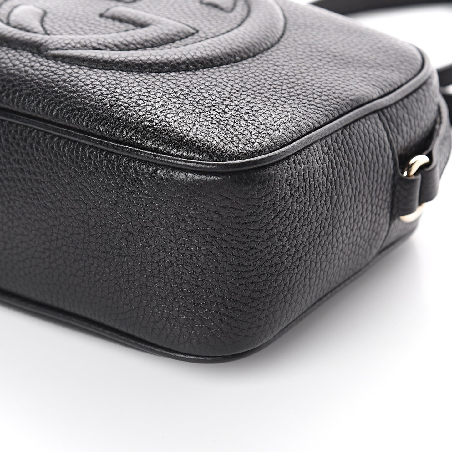 Pebbled Calfskin Small Soho Disco Bag Black