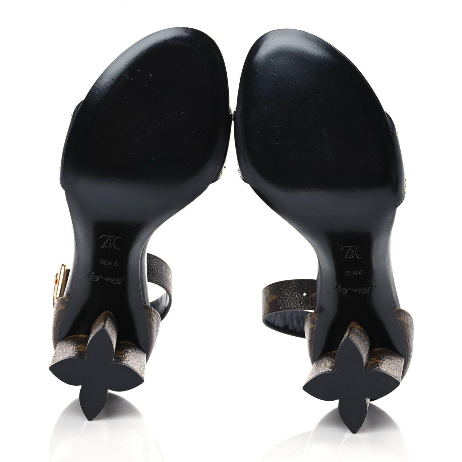 Louis Vuitton Calfskin Studded Monogram Silhouette Sandals 38.5 Black 5 of 10