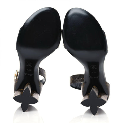 Louis Vuitton Calfskin Studded Monogram Silhouette Sandals 38.5 Black 5 of 10