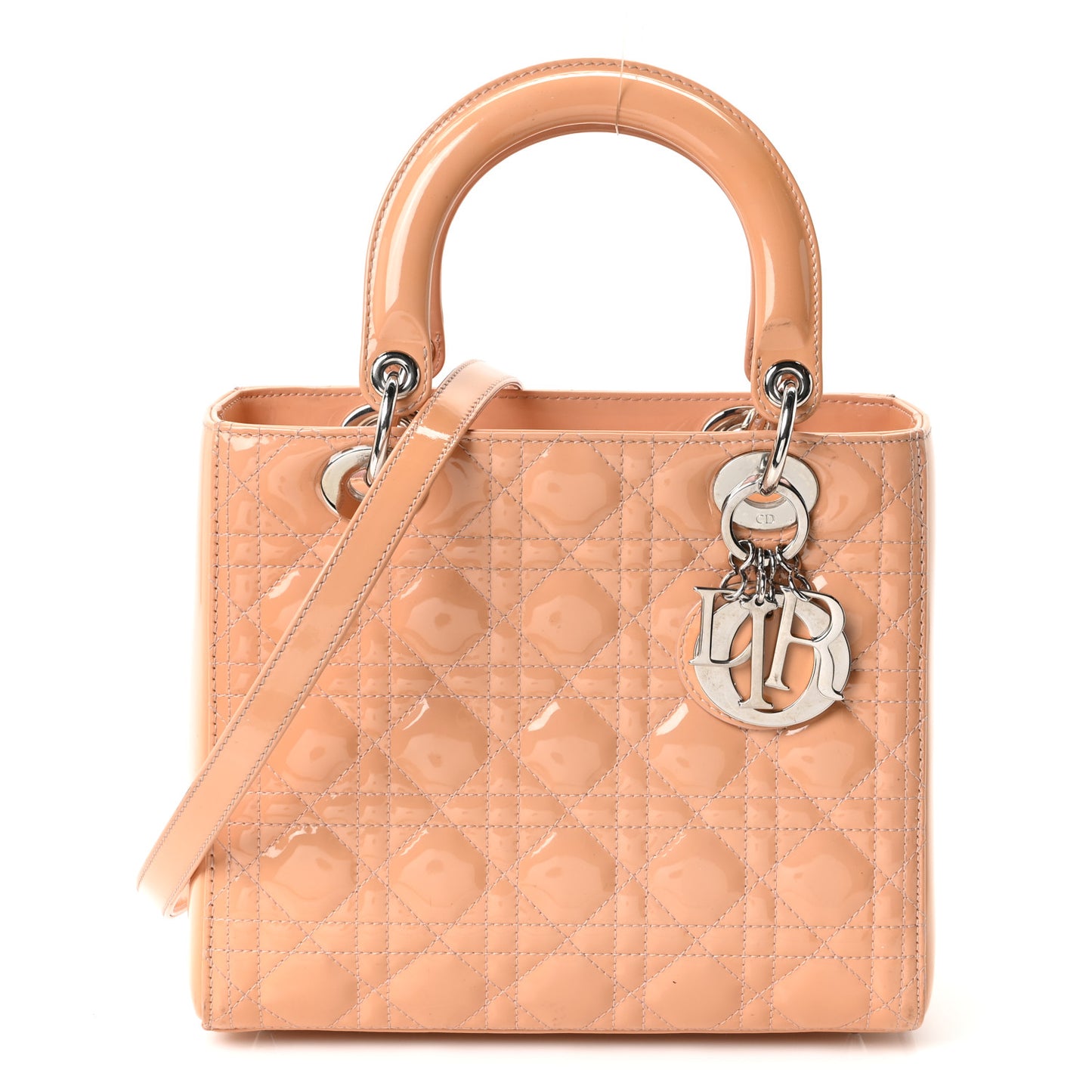 Patent Cannage Medium Lady Dior Beige