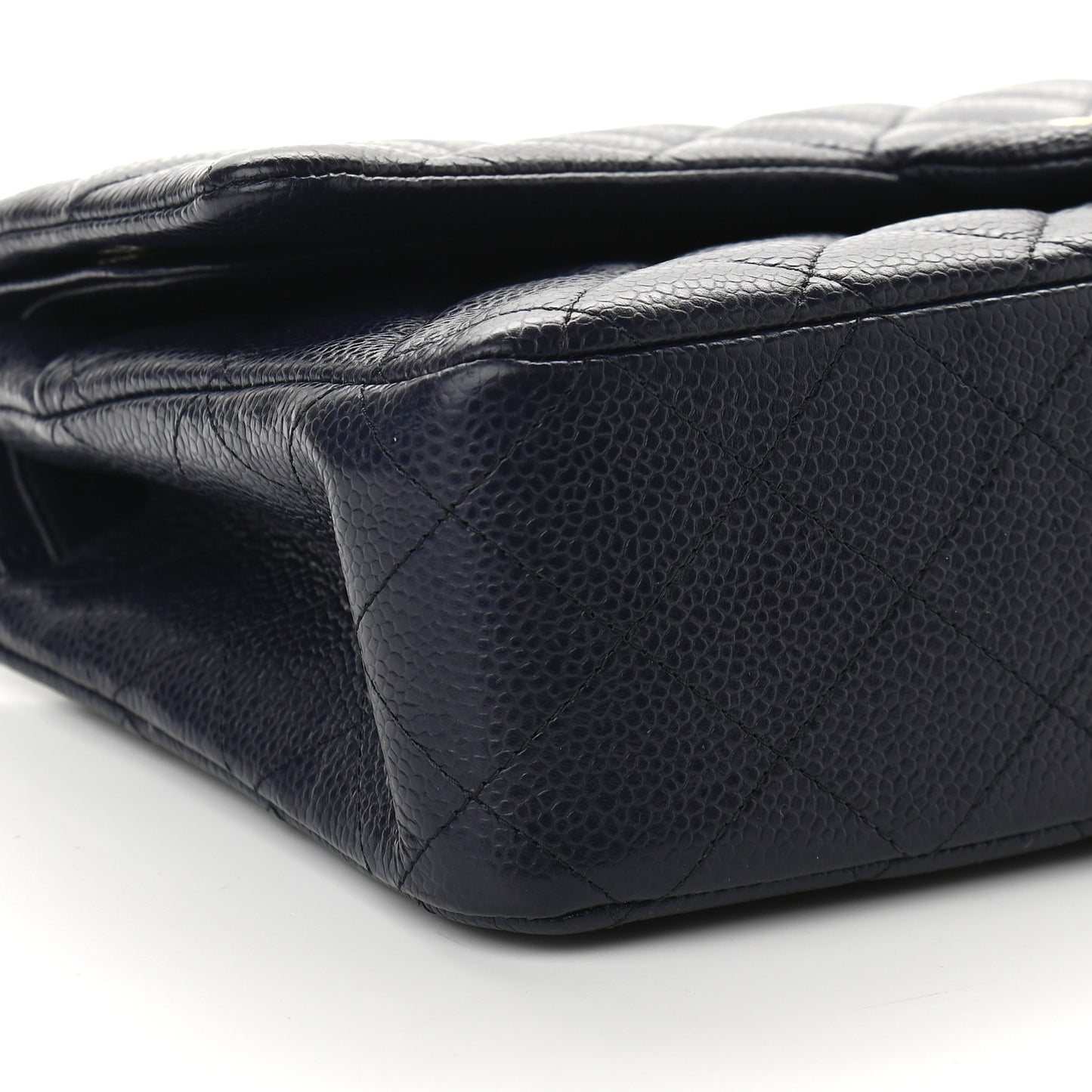 Caviar Quilted Medium Double Flap Navy