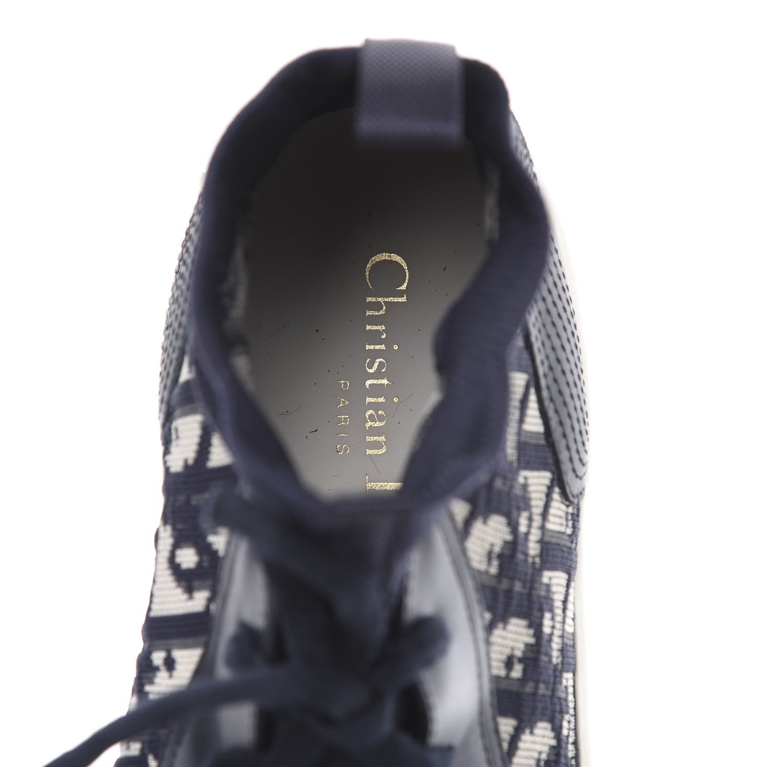 Christian Dior Technical Knit Calfskin Oblique Womens Walk'n Dior Mid Top Sneakers 41 Deep Blue 9 of 9