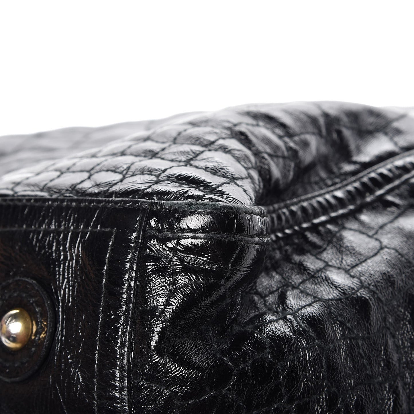Patent Crocodile Embossed Medium Downtown Tote Black