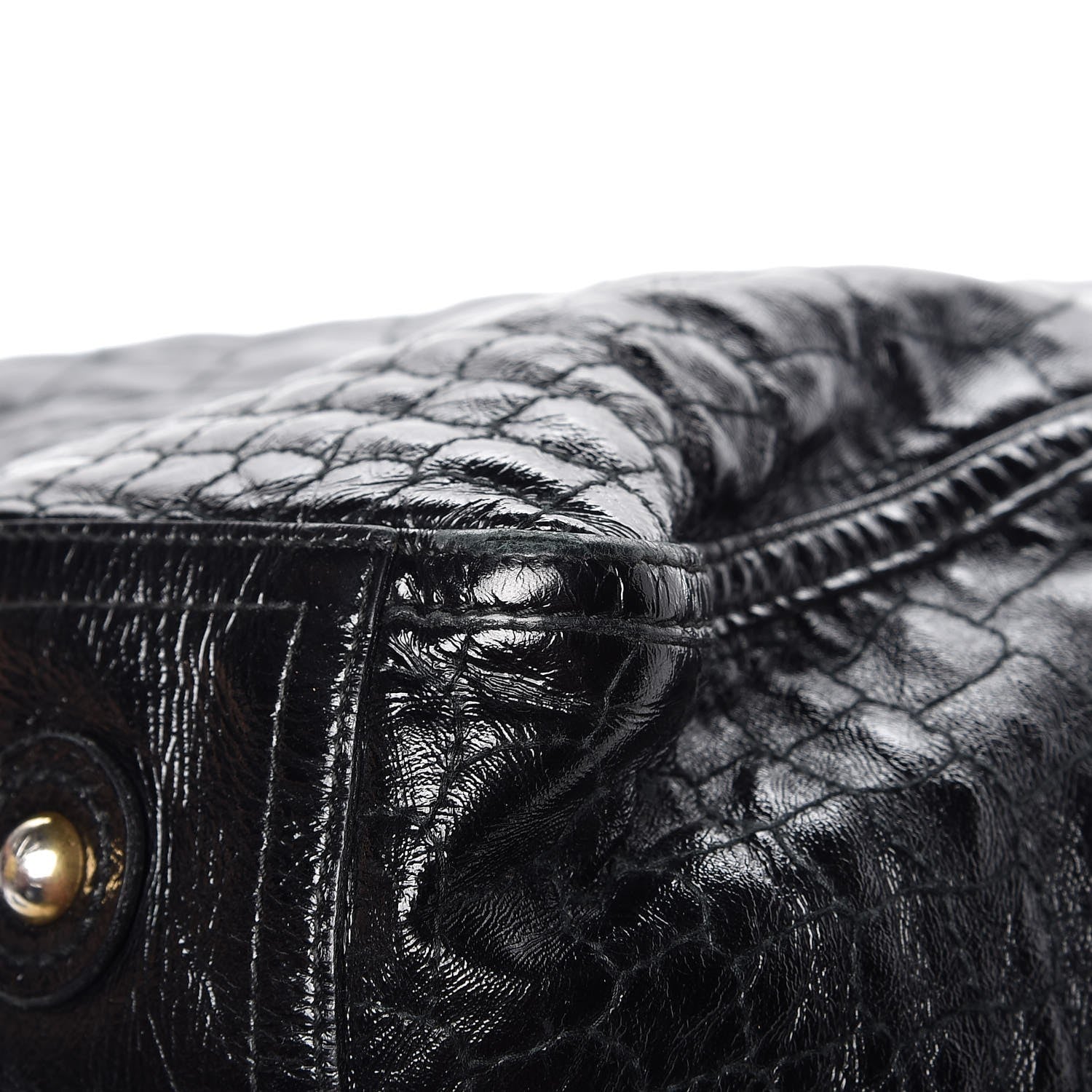 Saint Laurent Patent Crocodile Embossed Medium Downtown Tote Black 14 of 14