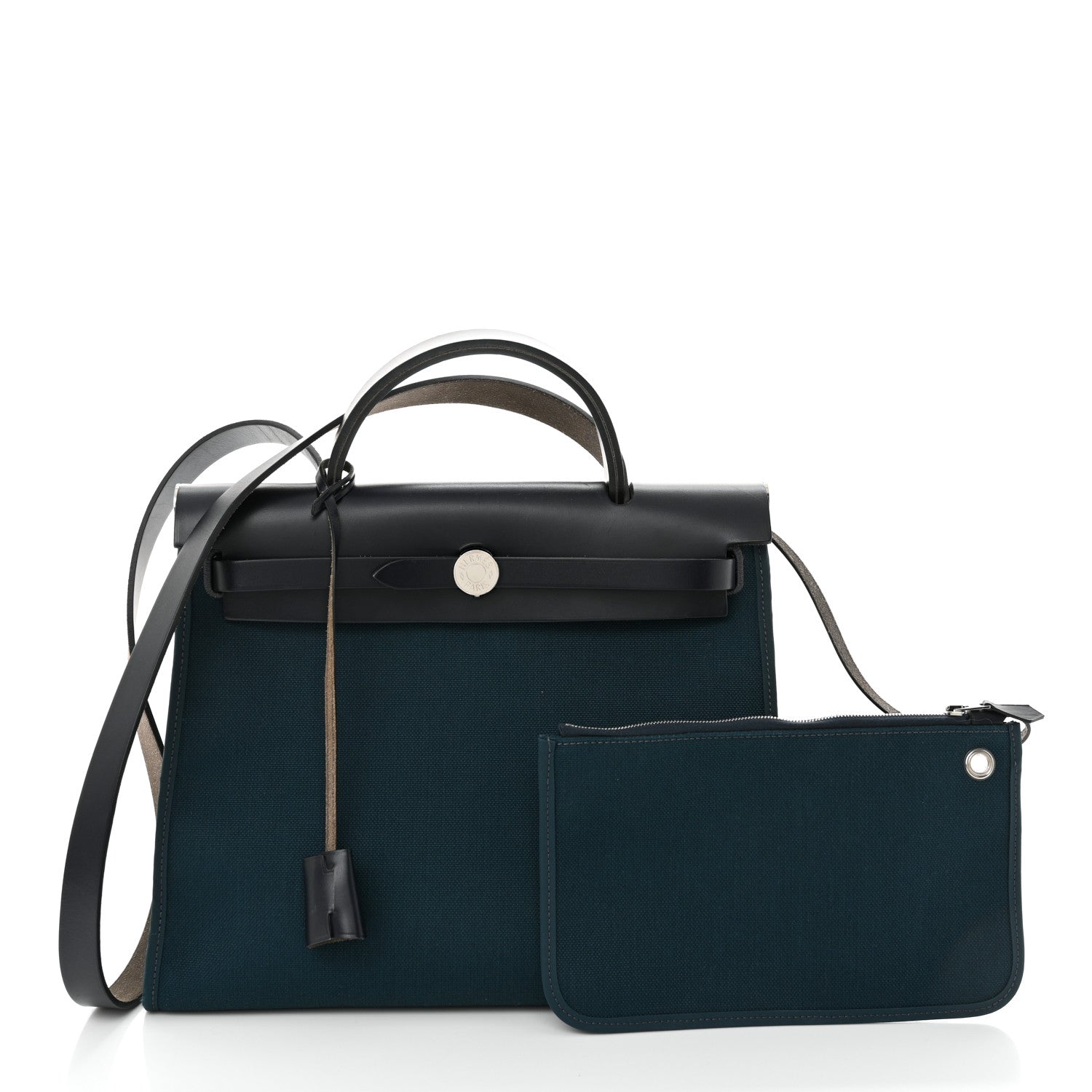 Hermes Military Toile Vache Hunter Herbag Zip 31 PM Bleu Ocean Bleu Indigo 3 of 12