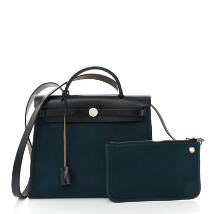 Hermes Military Toile Vache Hunter Herbag Zip 31 PM Bleu Ocean Bleu Indigo 3 of 12