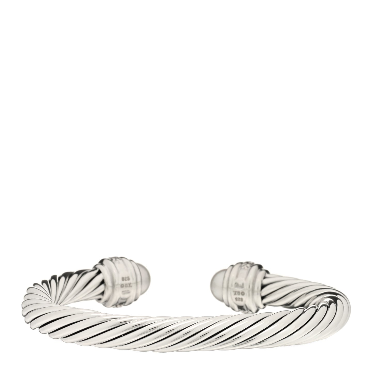 Sterling Silver Diamond Pearl 7mm Cable Classics Bracelet