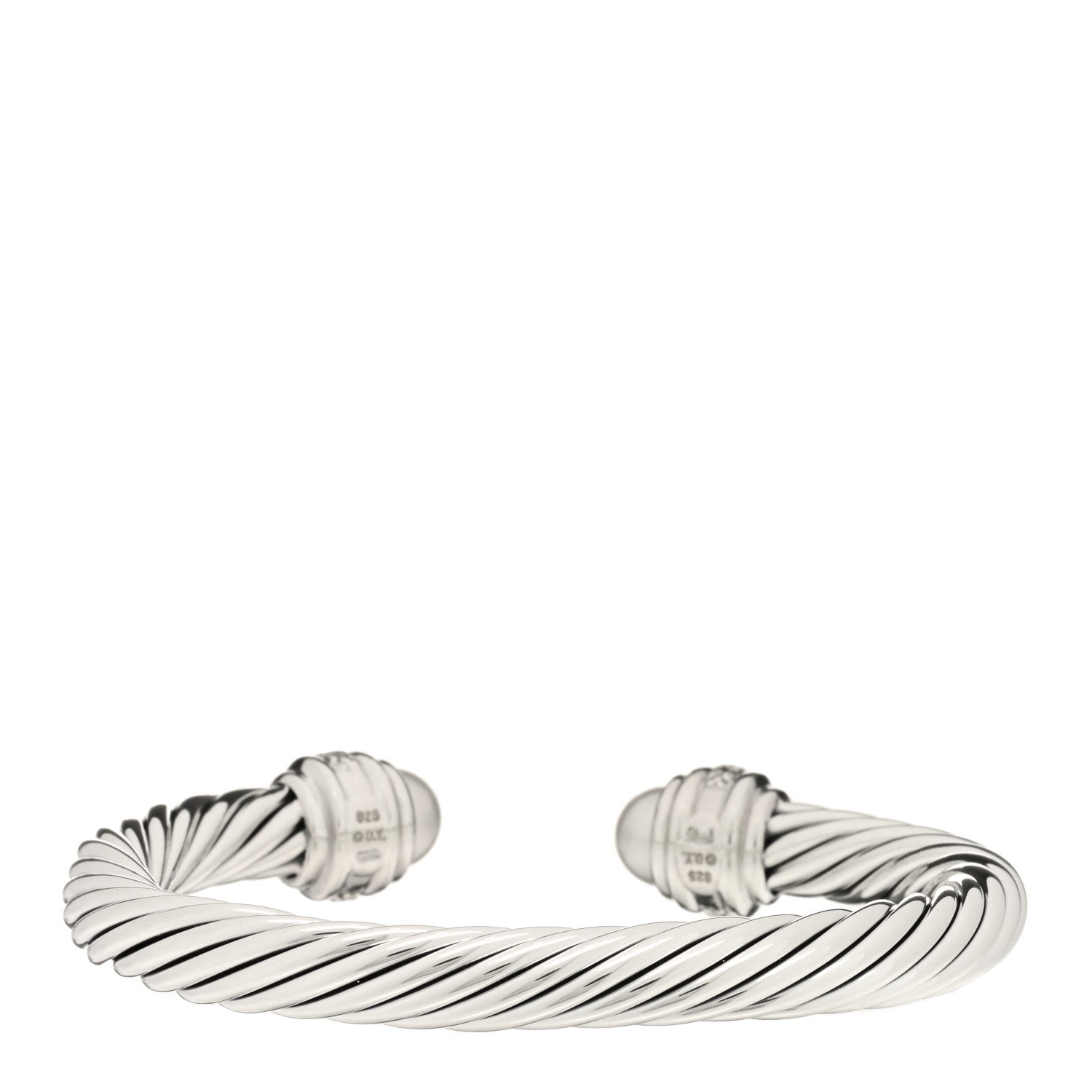 David Yurman Sterling Silver Diamond Pearl 7mm Cable Classics Bracelet 2 of 3