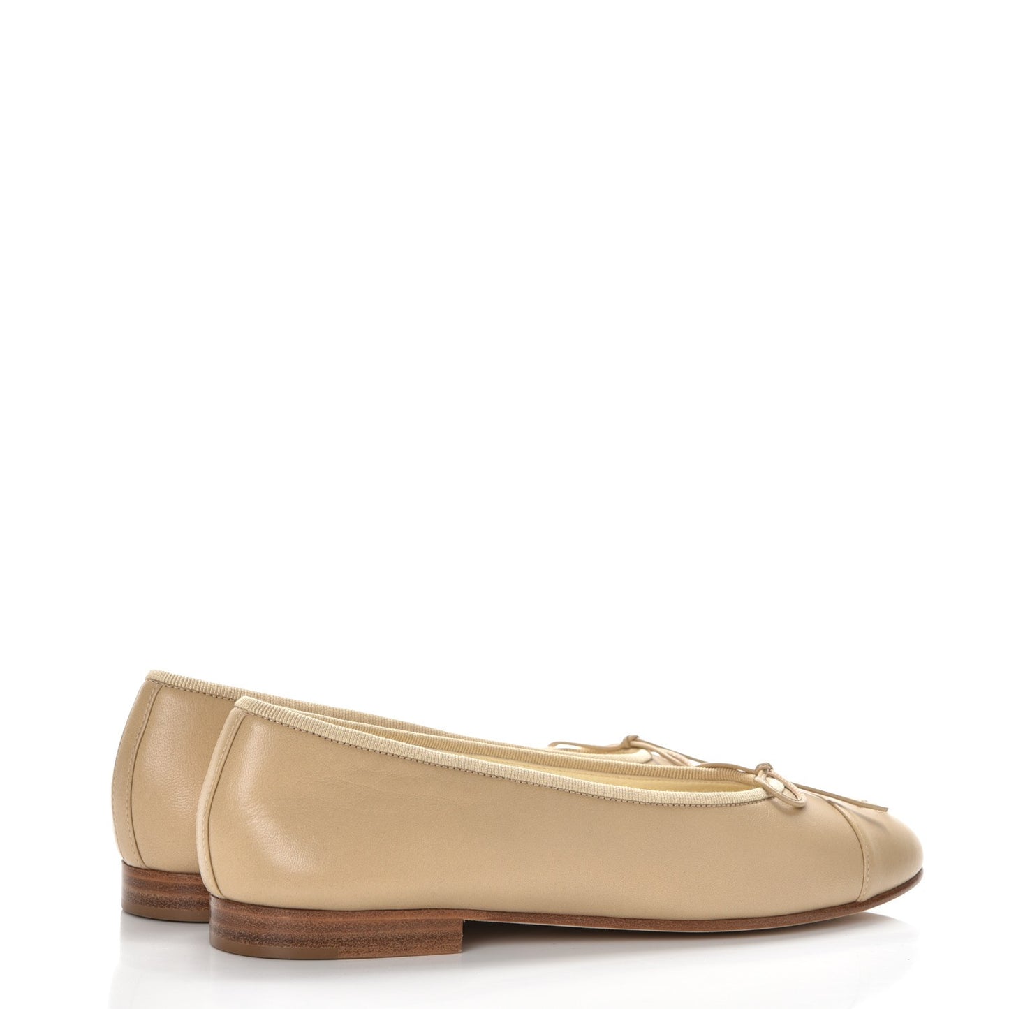 Lambskin Cap Toe CC Ballerina Flats 37.5 Light Beige