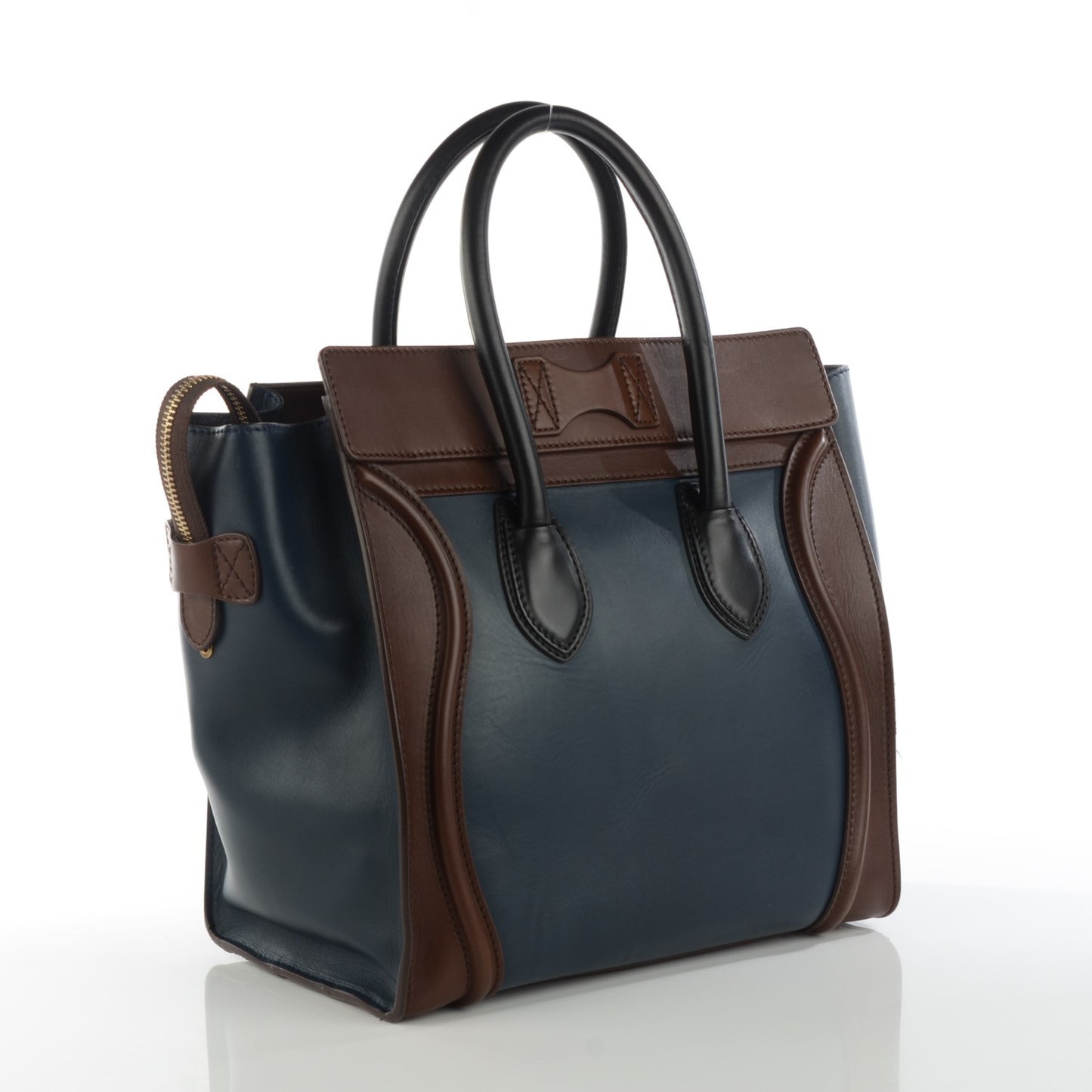 Smooth Calfskin Mini Tri-Color Luggage Navy