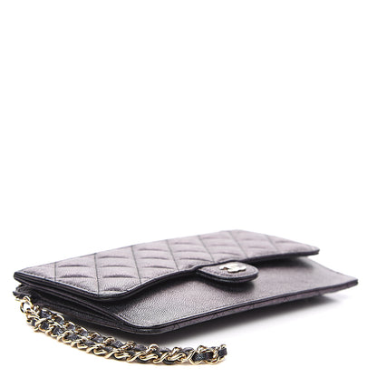 Chanel Iridescent Caviar Quilted Classic Pouch With Handle Black 3 of 7