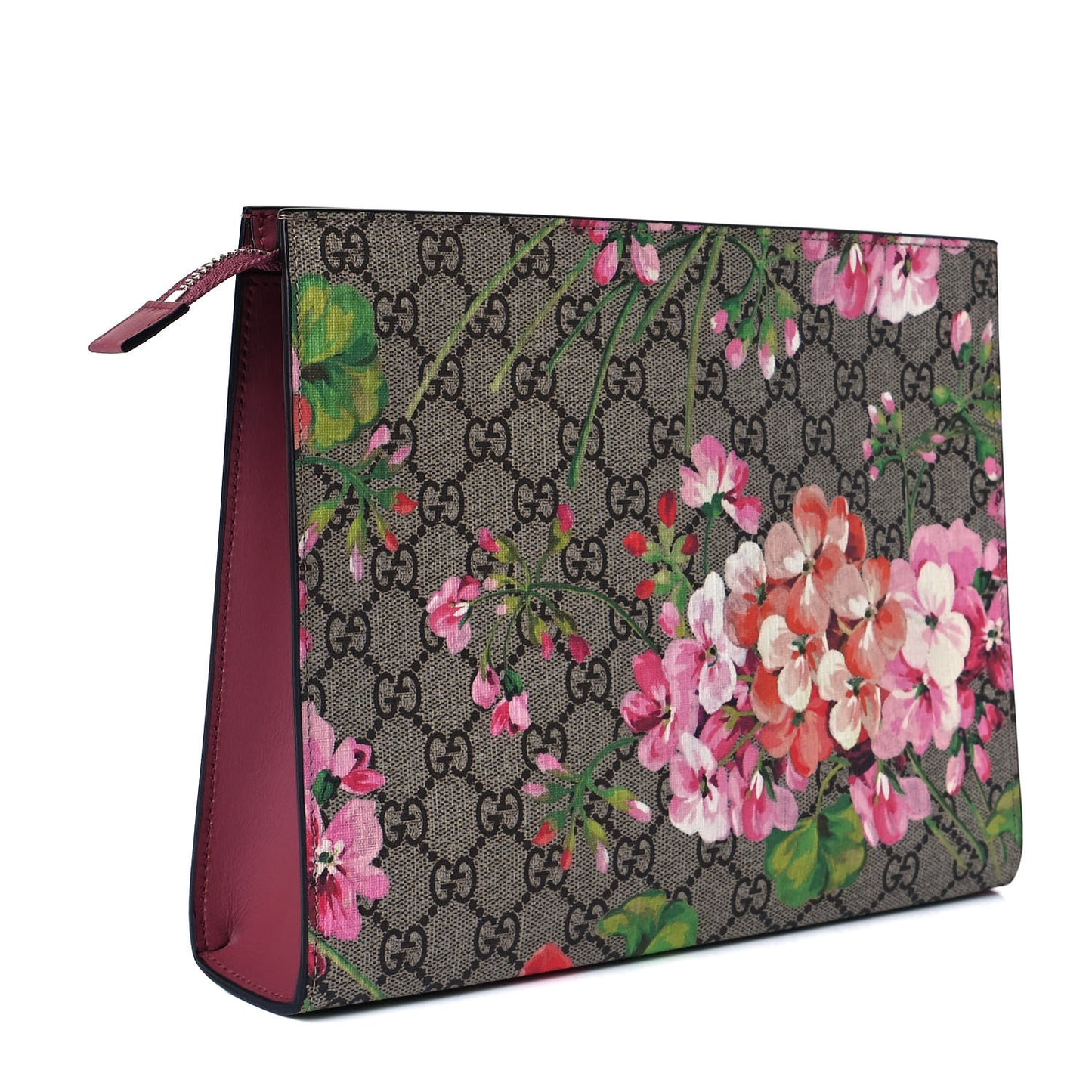 GG Supreme Monogram Blooms Large Cosmetic Case Beige Multicolor Dry Rose