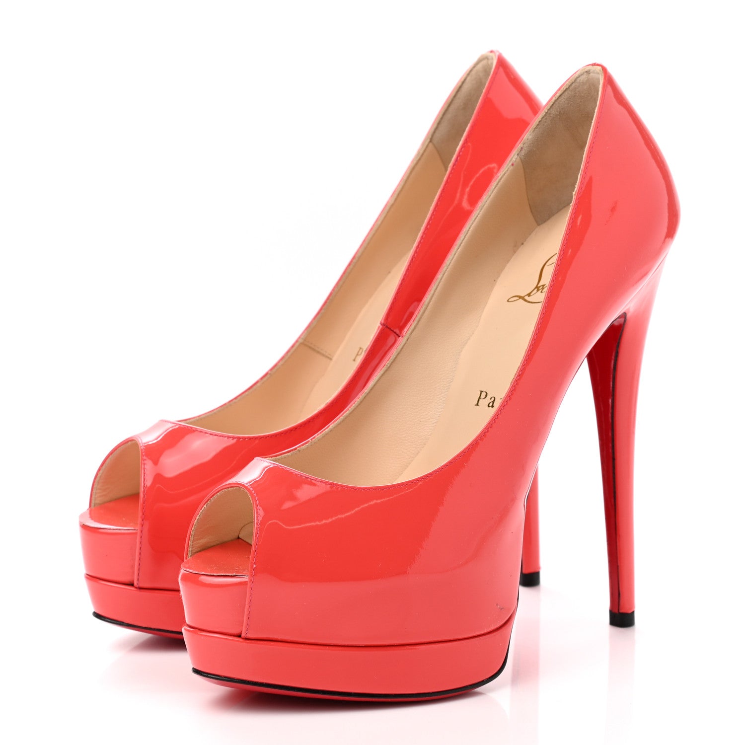 Christian Louboutin Patent Palais Royal 140 Pumps 36.5 Coral 3 of 9