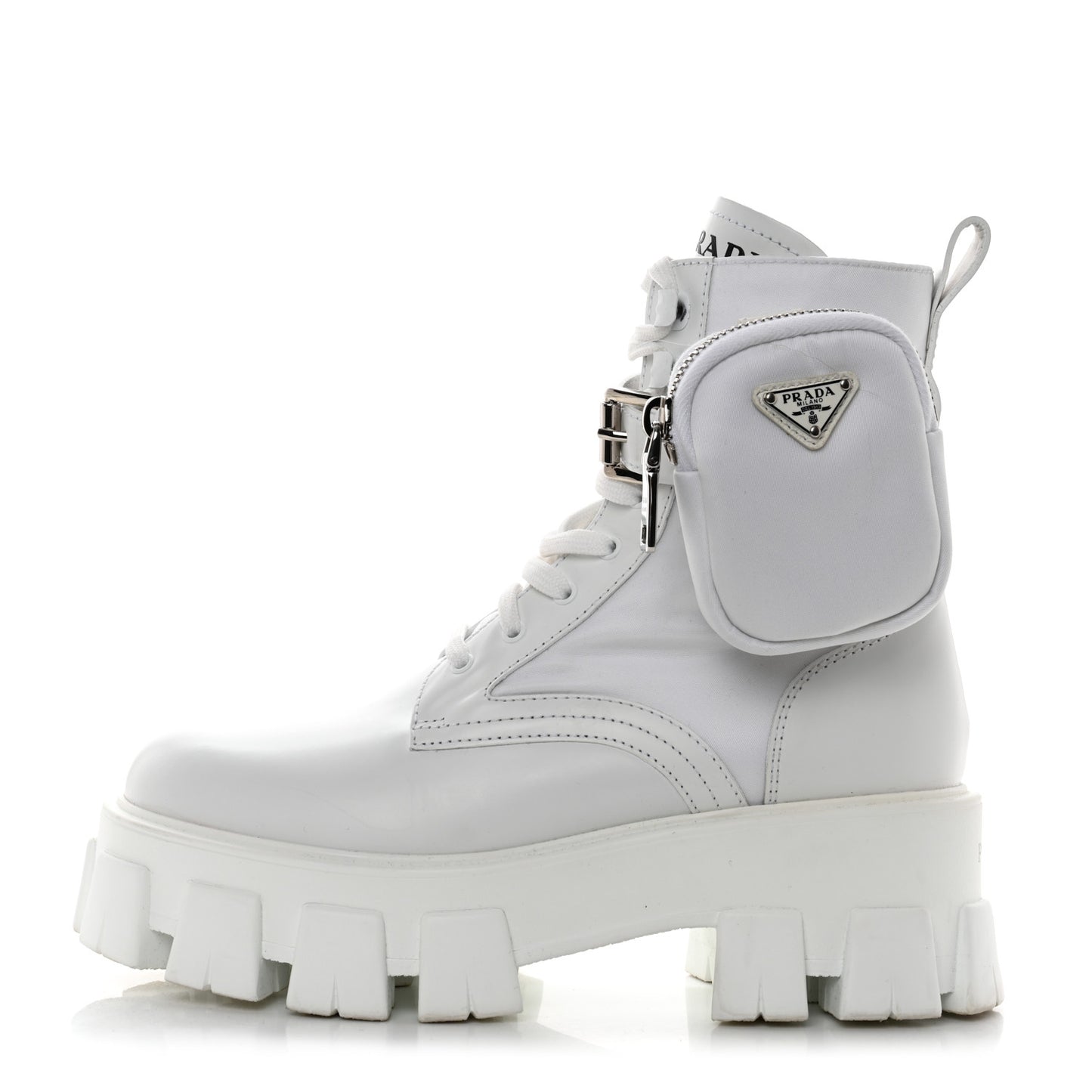Spazzolato Rois Re-Nylon Metal Triangle Logo Monolith Pouch Pocket 55mm Boots 37 White