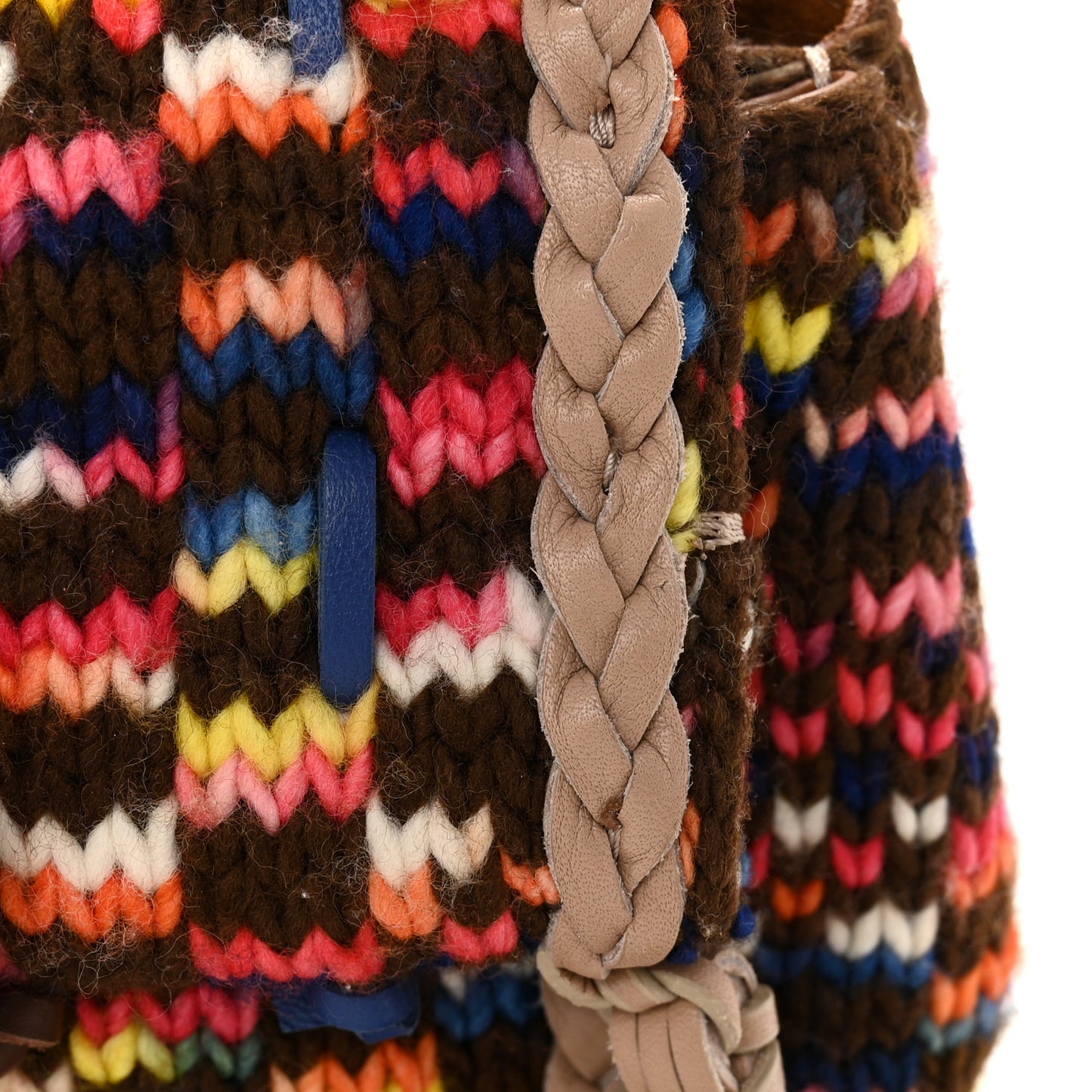 Cashmere Knit Calfskin Mini Penelope Soft Shoulder Bag Woodrose Multicolor