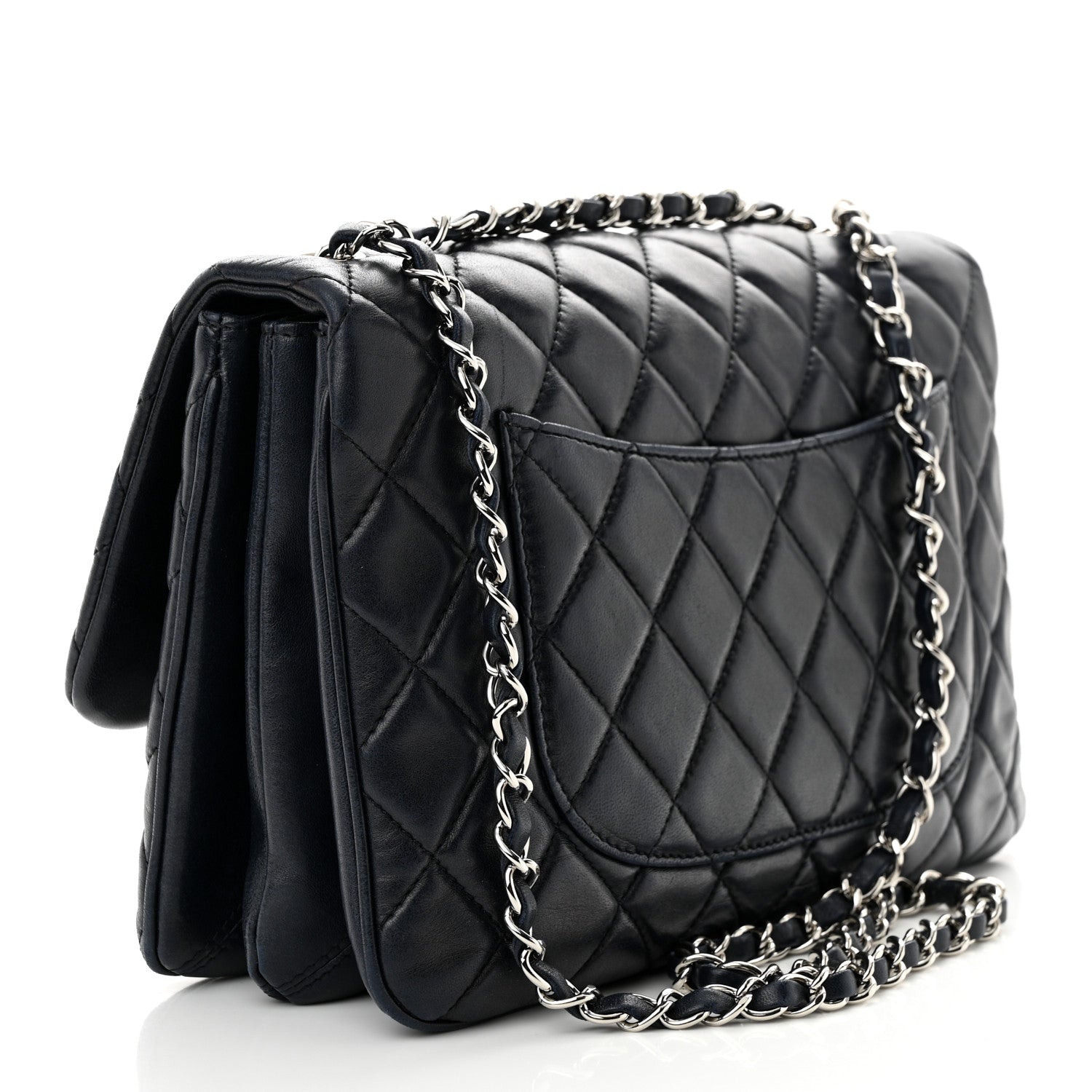 Chanel Lambskin Quilted Jumbo Chanel 3 Flap Navy 3 of 10