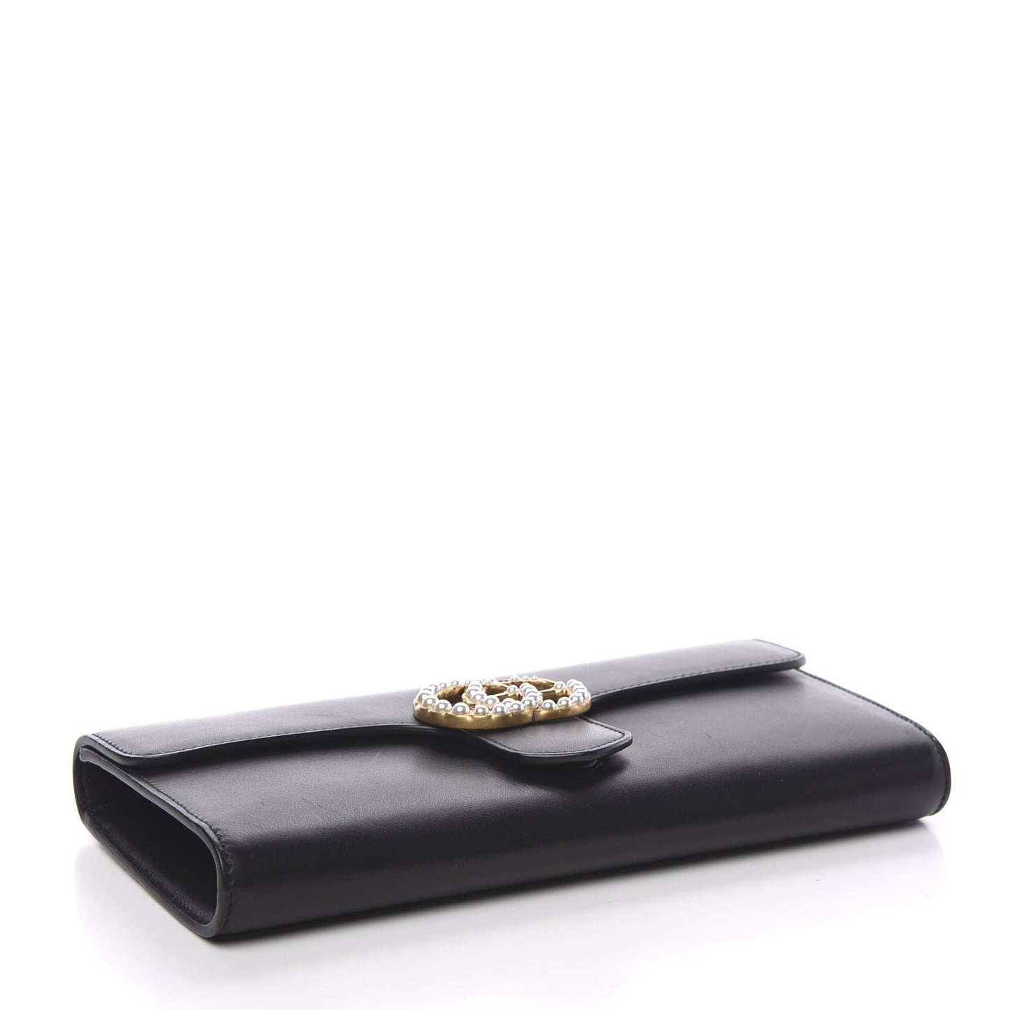Calfskin Pearly GG Marmont Clutch Black