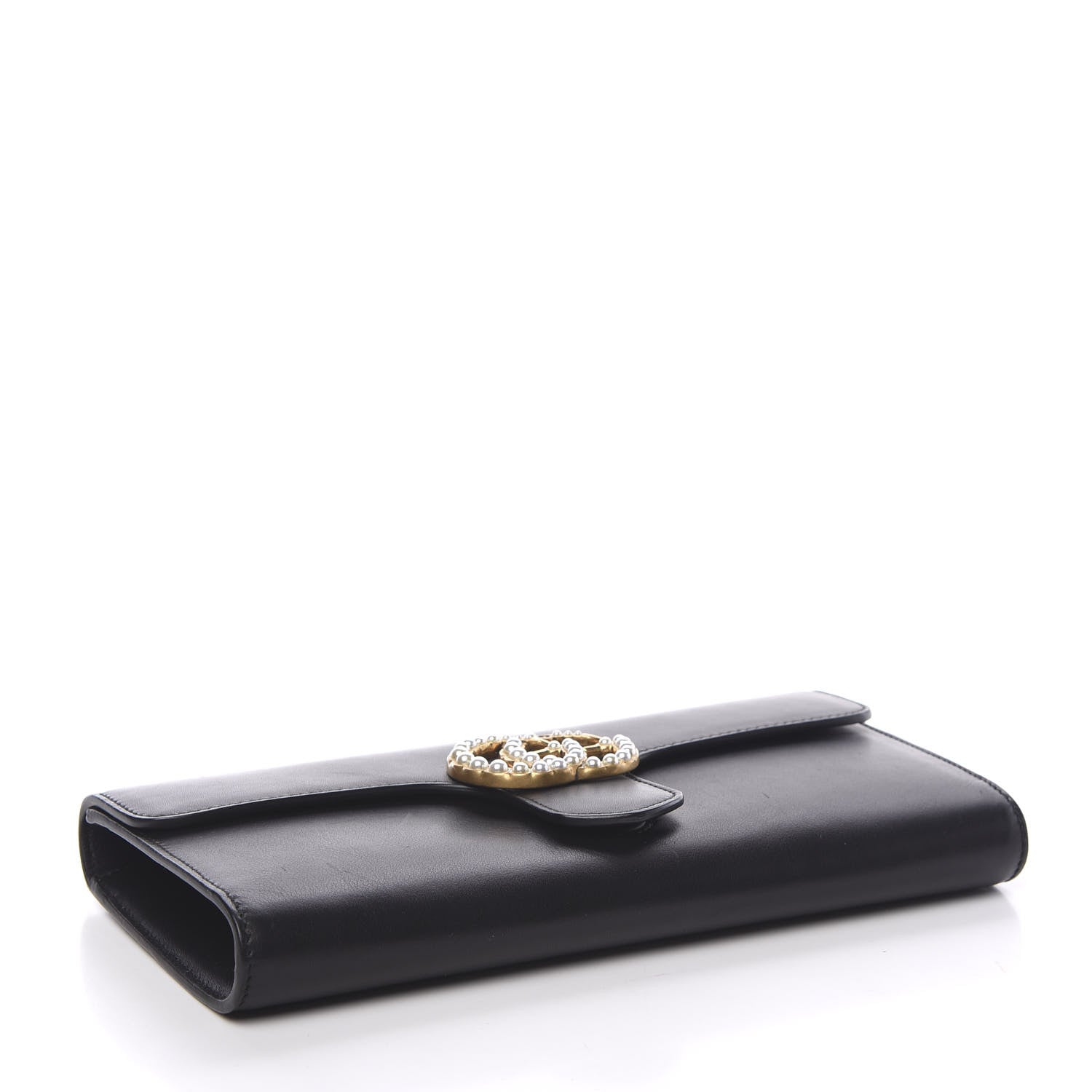 Gucci Calfskin Pearly GG Marmont Clutch Black 4 of 10