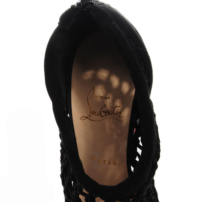 Christian Louboutin Suede Coussin 140 Cage Booties 38 Black 7 of 7