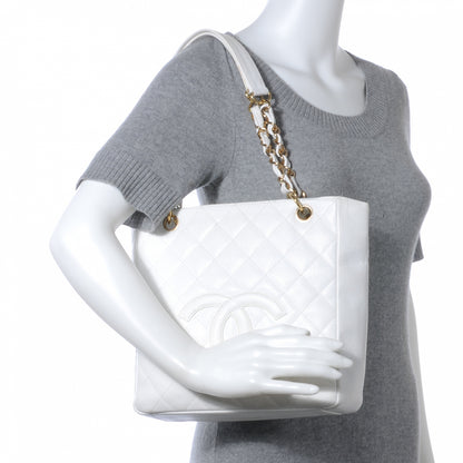 Chanel Caviar Petit Shopping Tote PST White 2 of 7