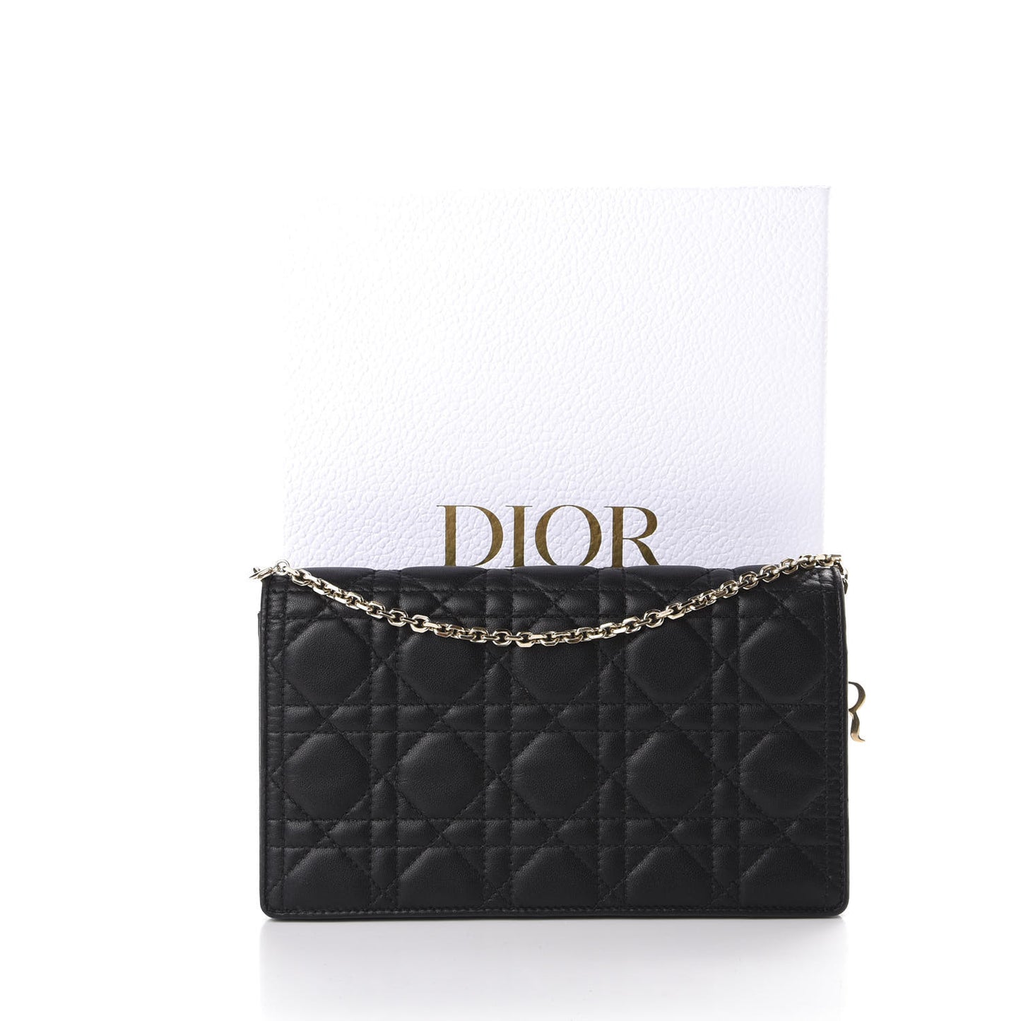 Lambskin Cannage Lady Dior Chain Wallet Black