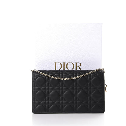 Christian Dior Lambskin Cannage Lady Dior Chain Wallet Black 13 of 13