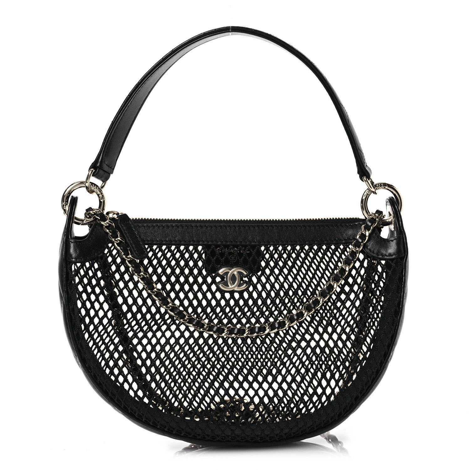 Chanel Mesh Shiny Lambskin Chain Hobo Black 1 of 16