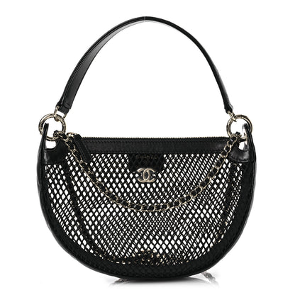 Chanel Mesh Shiny Lambskin Chain Hobo Black 1 of 16
