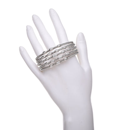 David Yurman Sterling Silver Diamond Five Row Confetti Cuff Bracelet 2 of 5
