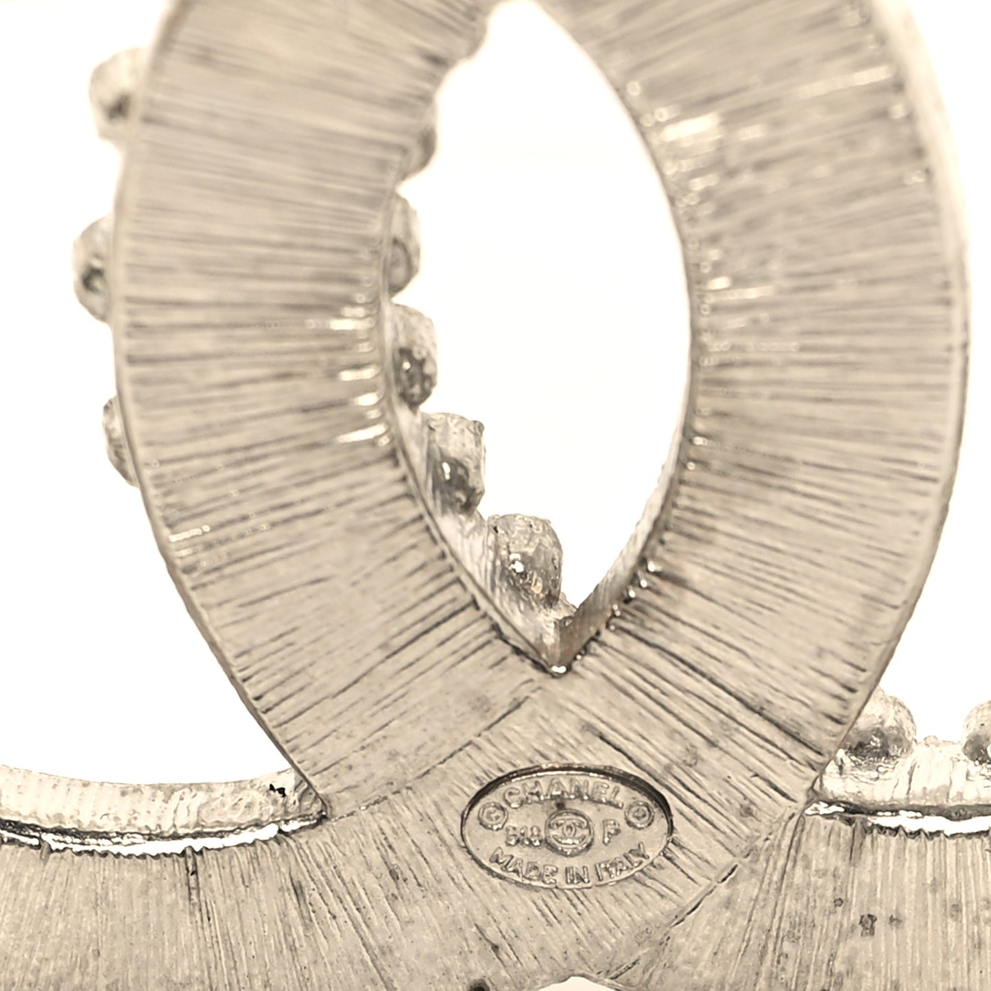 Baguette Round Crystal CC Brooch Silver