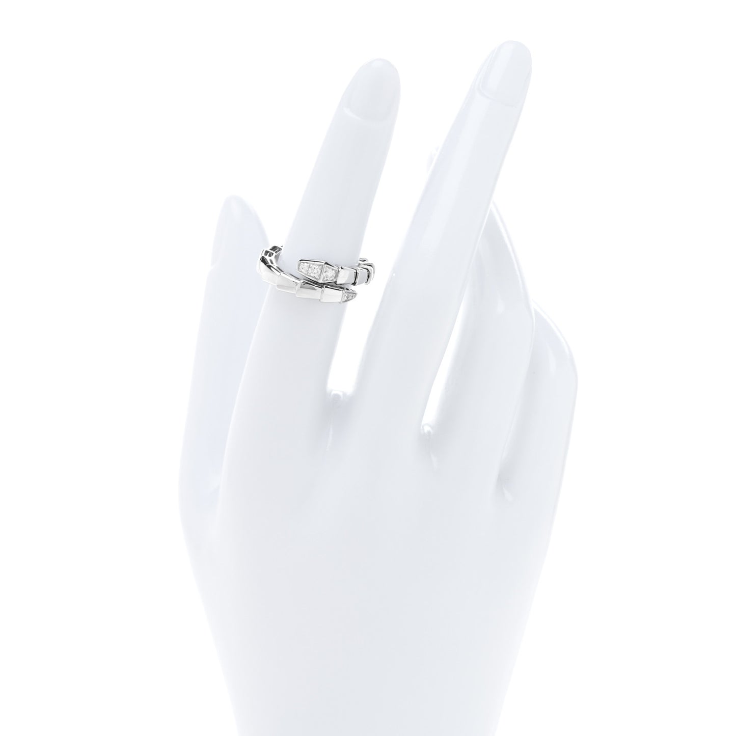 18K White Gold Diamond Serpenti Viper Single Spiral Ring