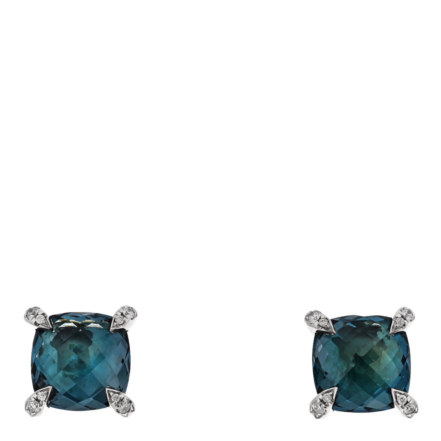 Sterling Silver Diamond Hampton Blue Topaz 9mm Chatelaine Earrings