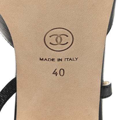 Chanel Goatskin Grosgrain Cap Toe CC Slingback Pumps 40 Black 8 of 10