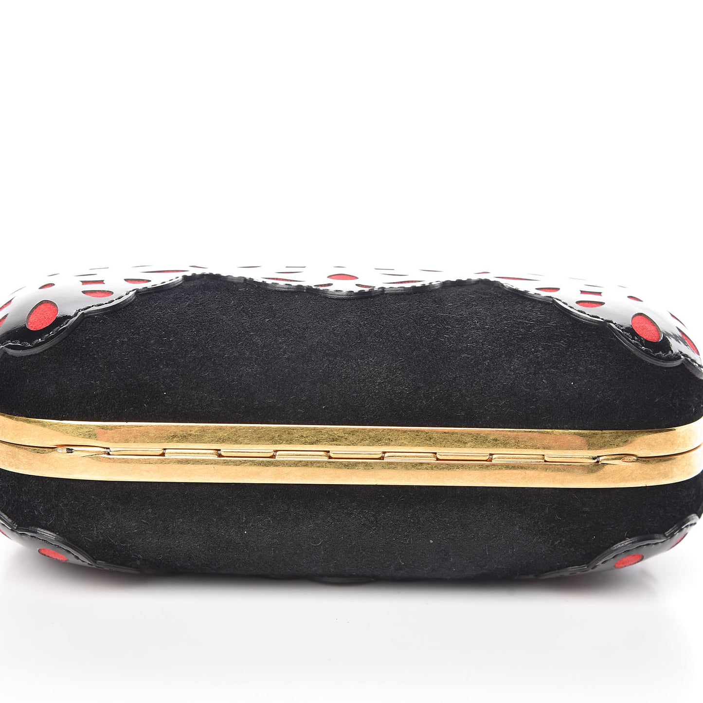 Patent Suede Skull Box Clutch Black Red