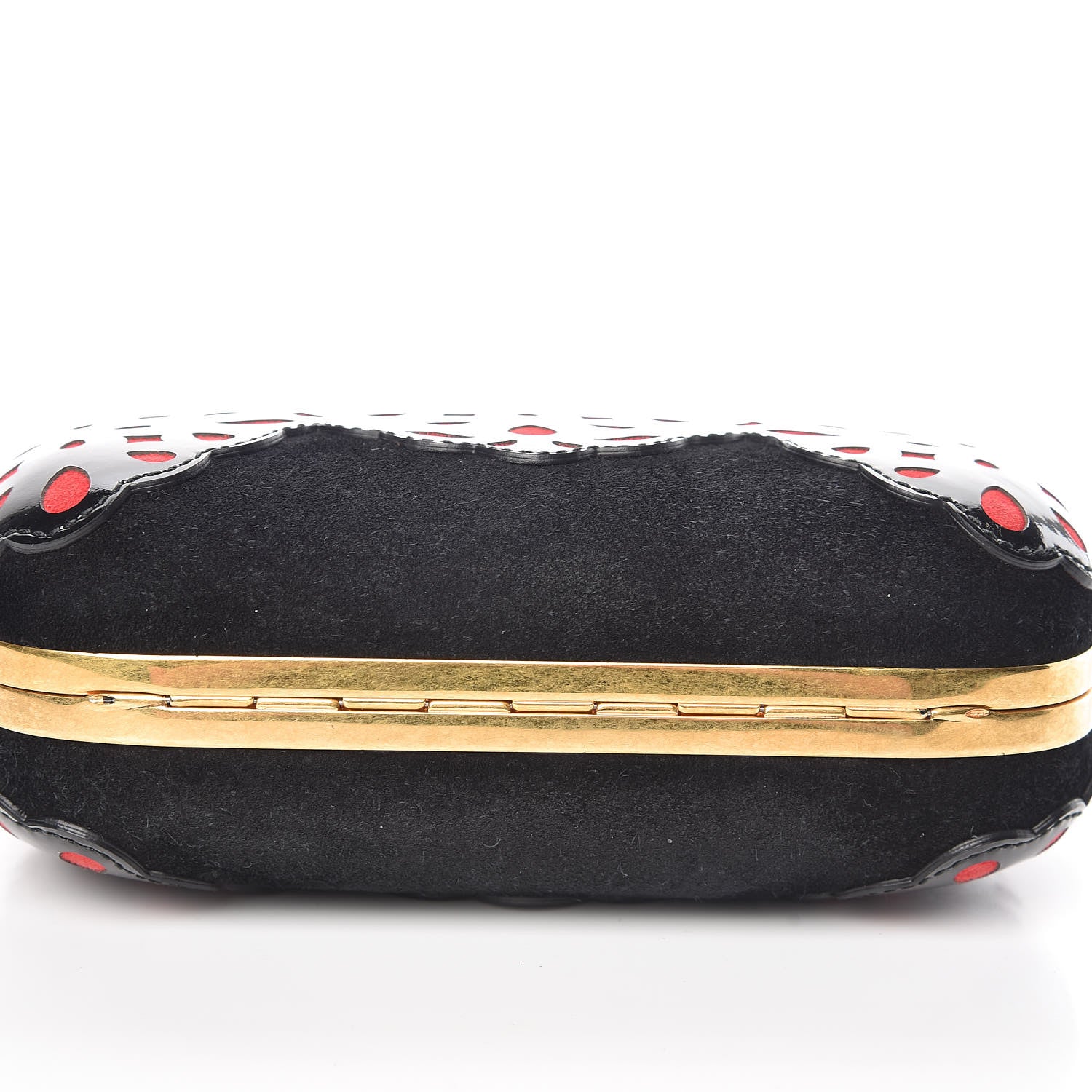 Alexander McQueen Patent Suede Skull Box Clutch Black Red 8 of 8