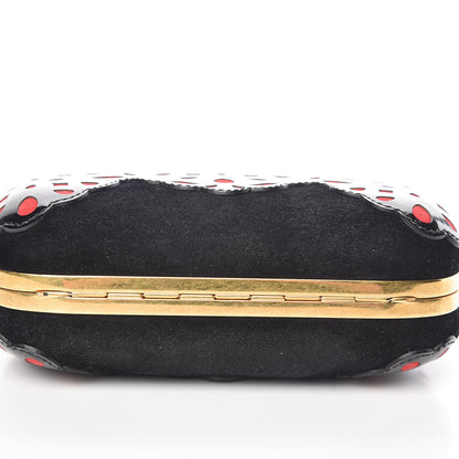 Alexander McQueen Patent Suede Skull Box Clutch Black Red 8 of 8