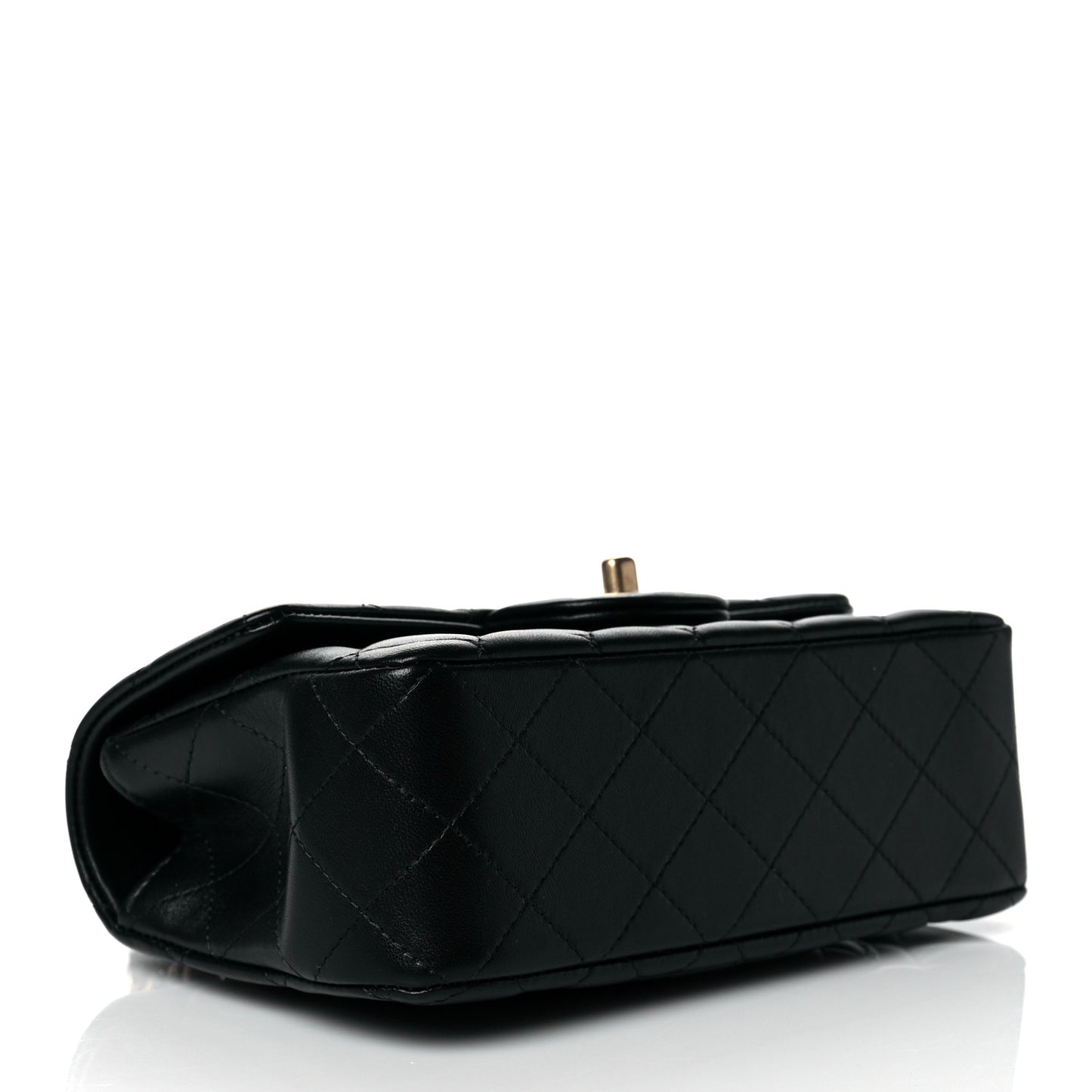 Lambskin Quilted Metal Mini Top Handle Rectangular Flap Black