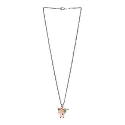 Gucci Sterling Silver Enamel Crystal Anger Forest Bull Head Necklace Multicolor 3 of 6