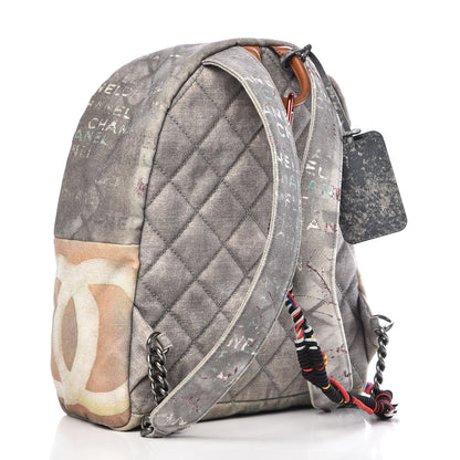 Chanel Graffiti Printed Canvas Medium Backpack Grey 3 of 10