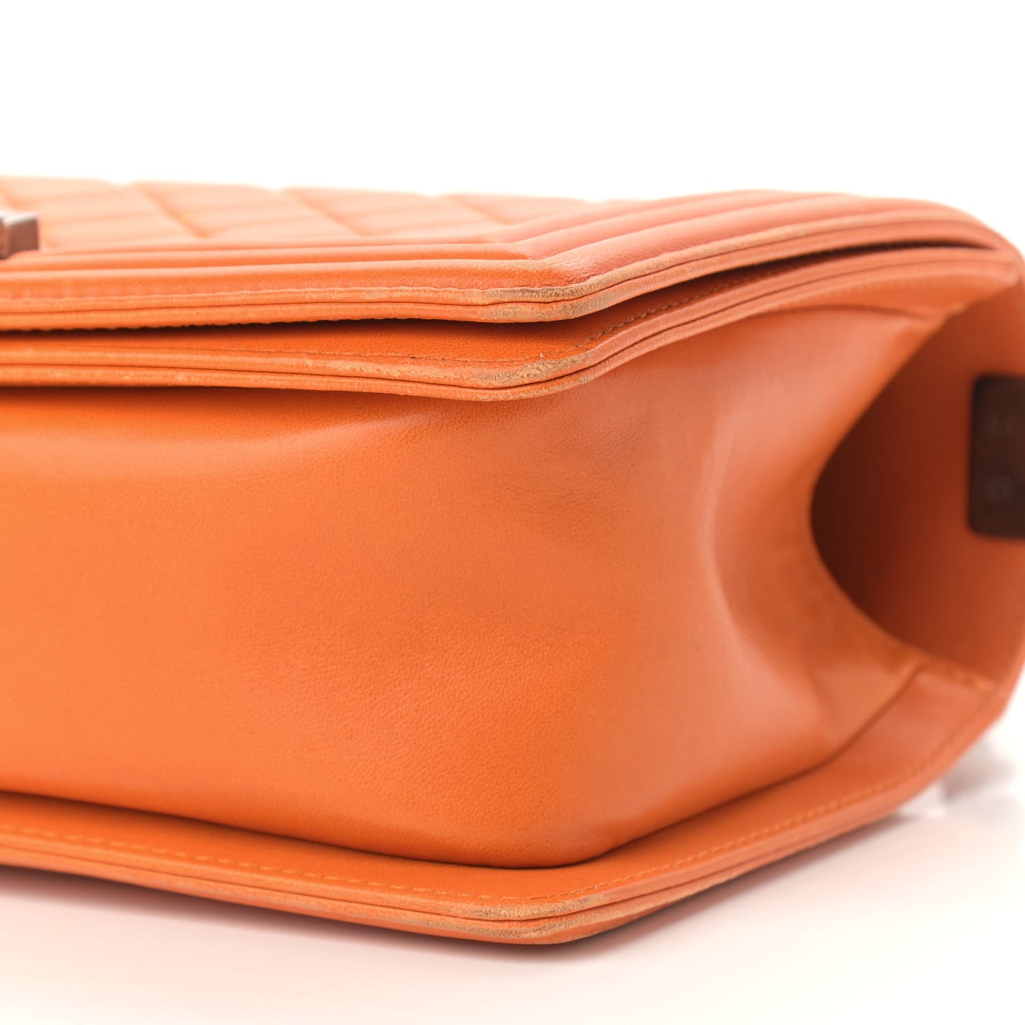 Lambskin Quilted Medium Boy Flap Orange
