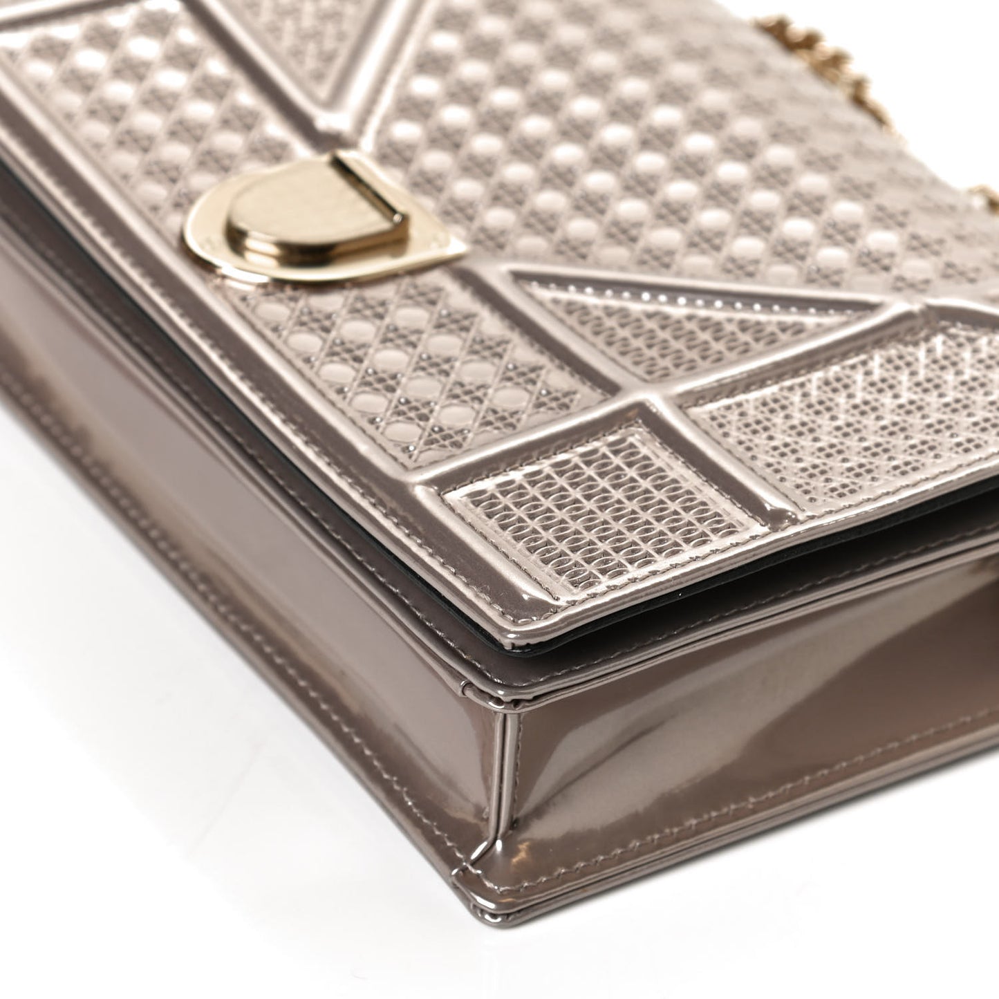 Metallic Patent Micro-Cannage Diorama Wallet on Chain Pouch Hyper Pink