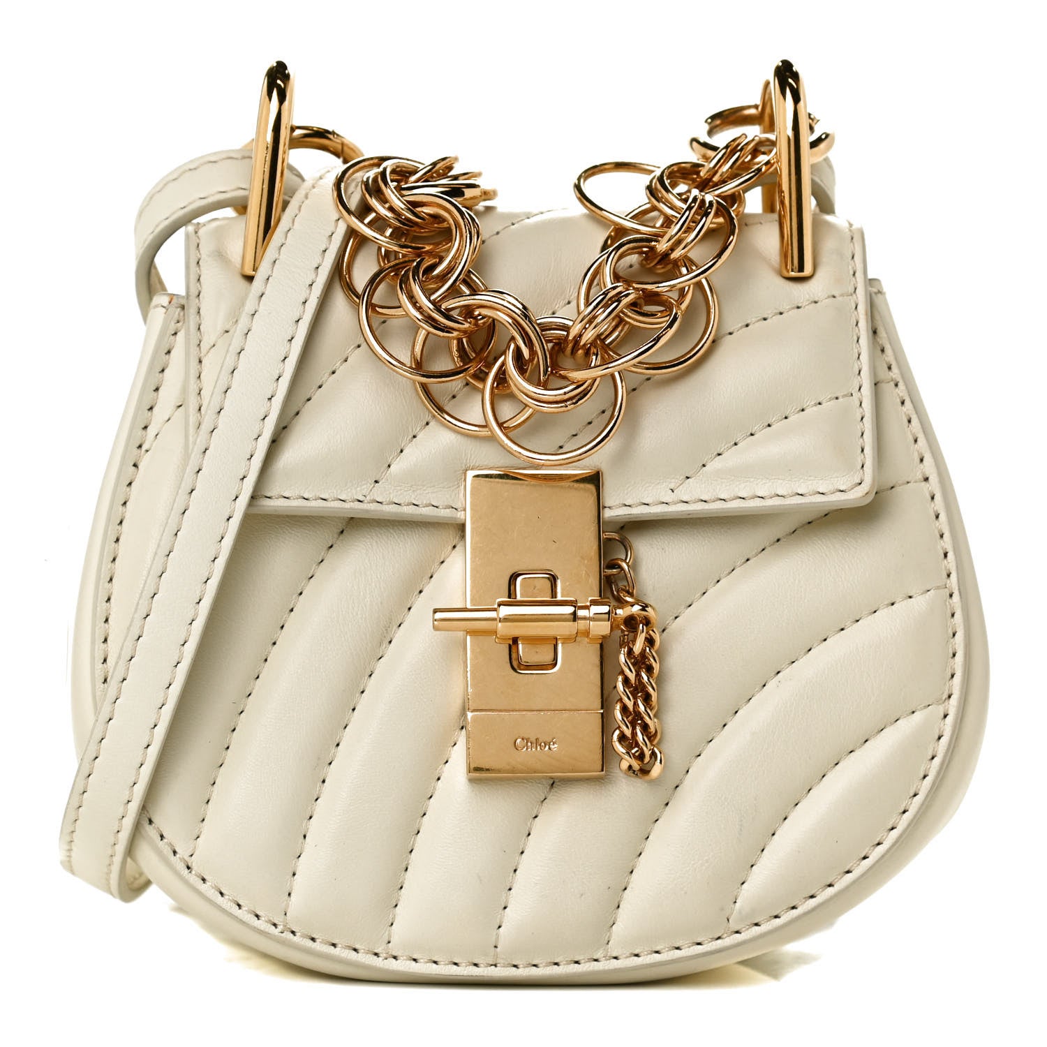 Chloe Calfskin Quilted Nano Drew Bijou Shoulder Bag Natural White 1 of 10