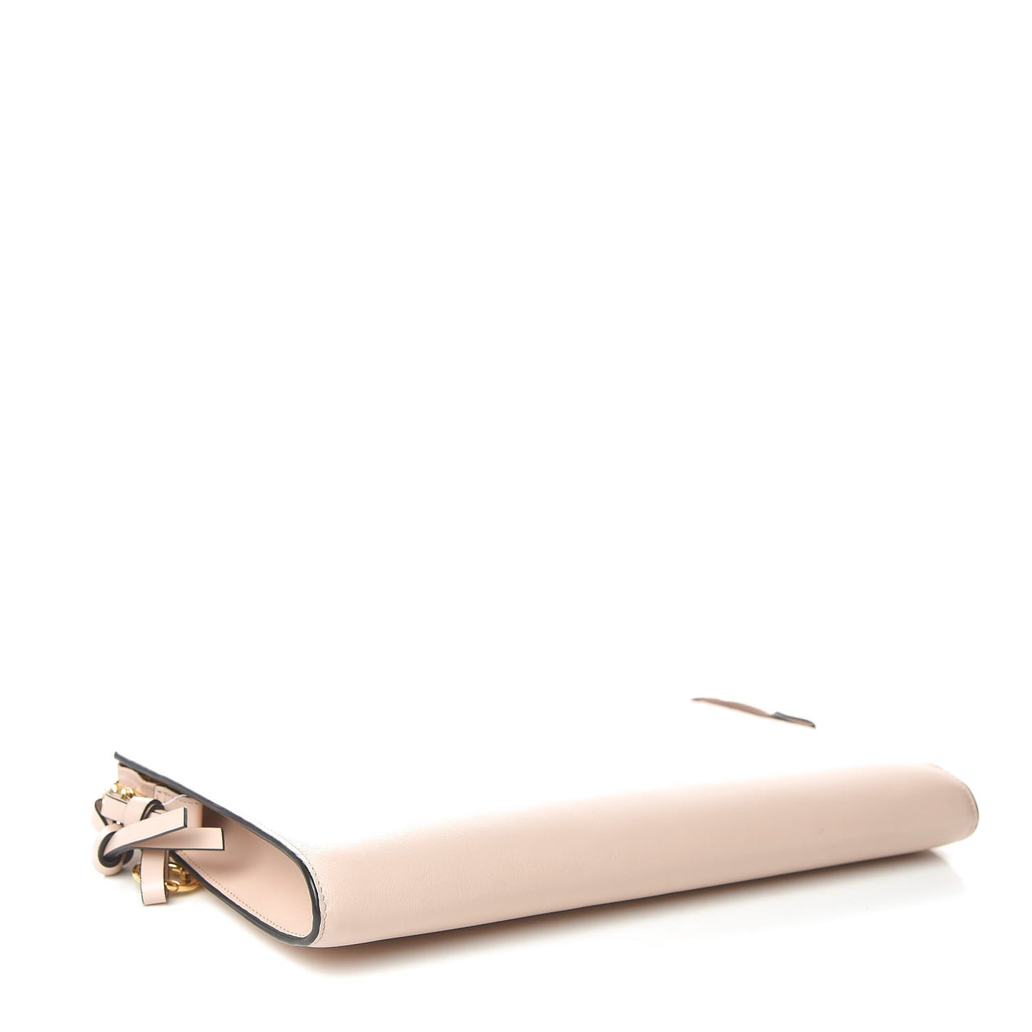 Calfskin Alphabet Flat Pouch Clutch Blush Nude
