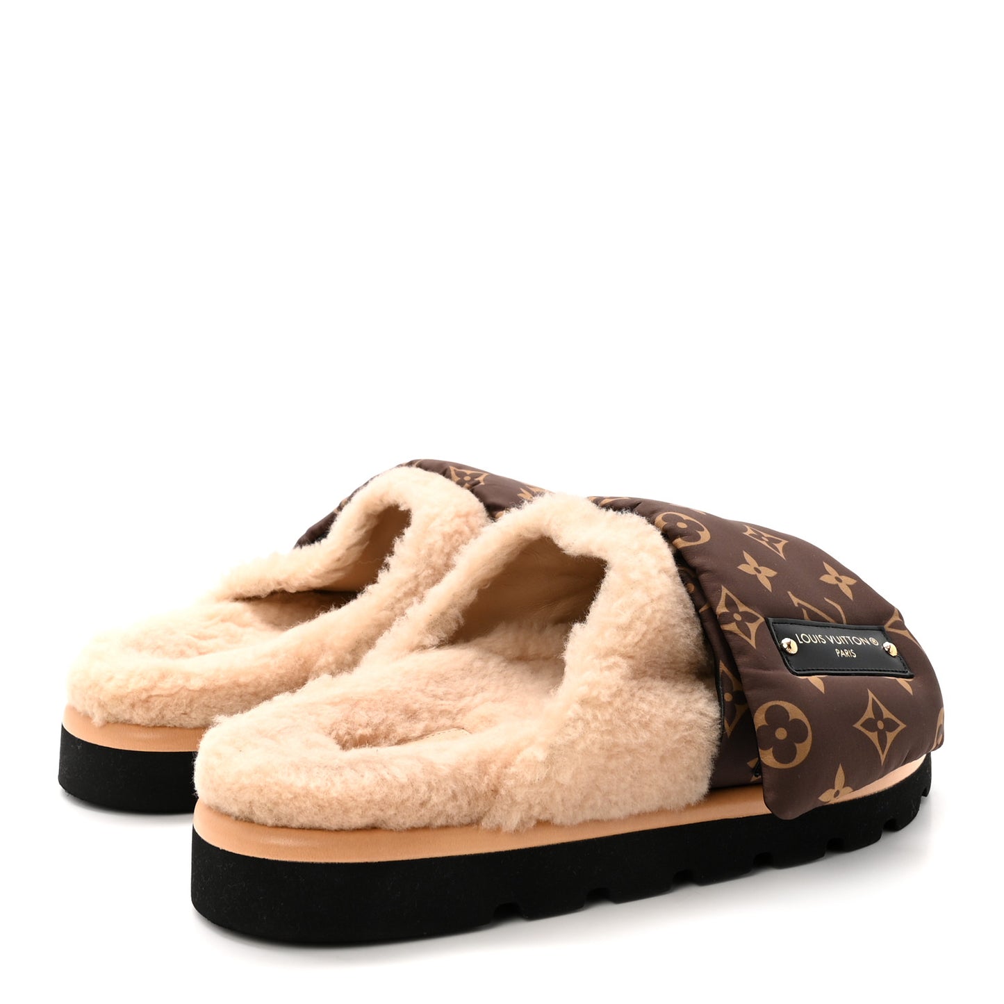 Nylon Monogram Shearling Pillow Comfort Mule 40 Cacao Brown
